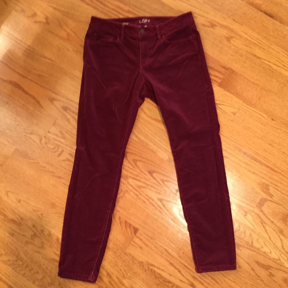 Loft 28/6P curvy skinny maroon corduroy pants